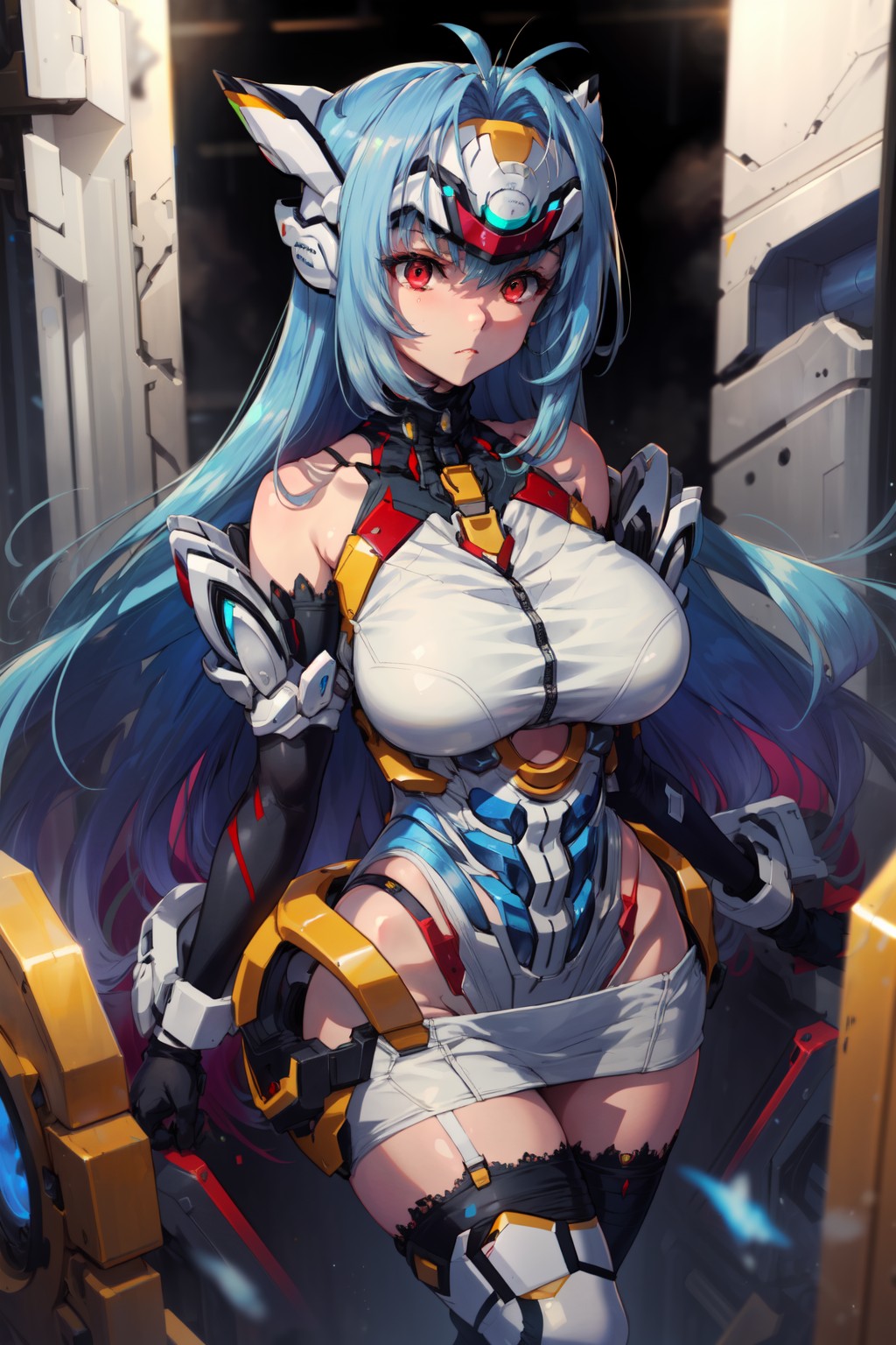 00799-104658479-masterpiece,best quality,1girl,kos-mos,android,blue hair,red eyes,forehead protector,leotard,thighhighs,elbow gloves,bare should.png